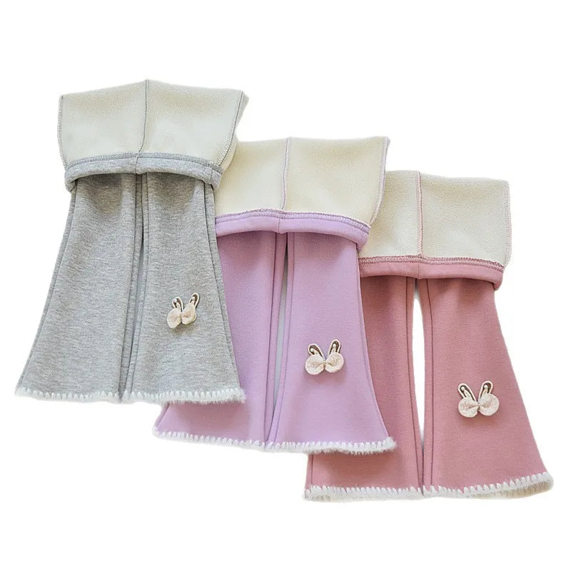 Girls' Fleece-Lined Flared Pants – Slim-Fit Thermal Winter Trousers with Gentle Bootcut Leg, Cozy Cold-Weather Outfit