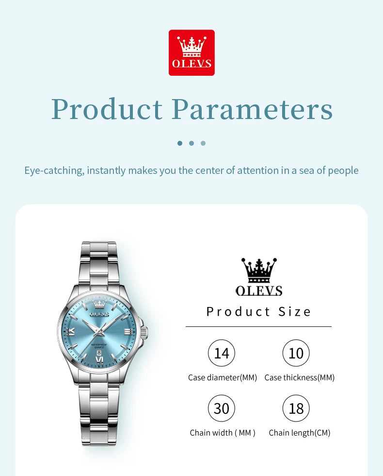 OLEVS Luxury Quartz Watch for Women Elegant Stainless Steel Women's Watches Gifts Waterproof Fashion Trend Simple Ladies Watch