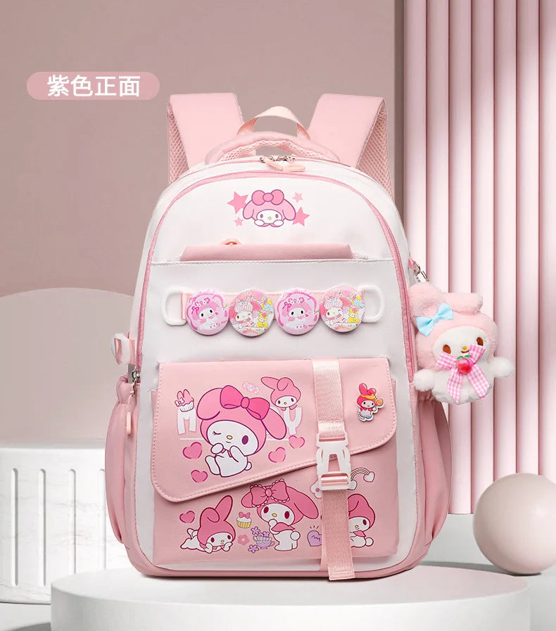 Cinnamoroll Backpack Badges Plush Pendant Casual Cute Cartoon Shoulder Bag Adjustable Shoulder Strap Ultralight Gear