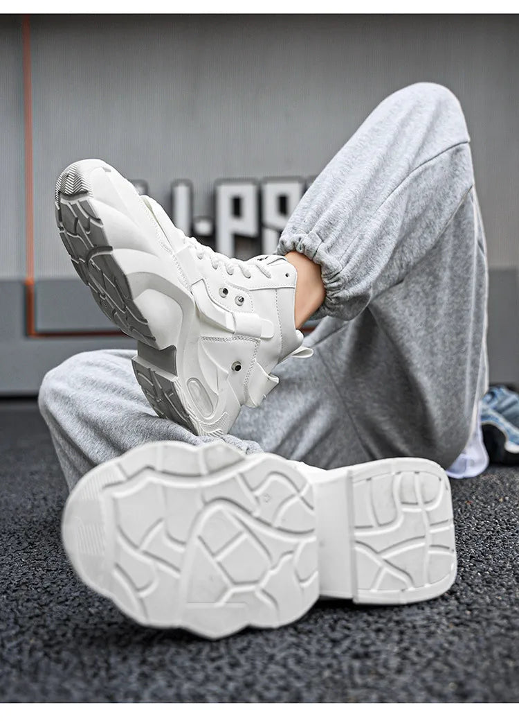 Shoes for Men High Quality Platform Sneaker Fashion High-top Leather Sports Men Shoes Thick-soled Casual Shoes Zapatillas Hombre