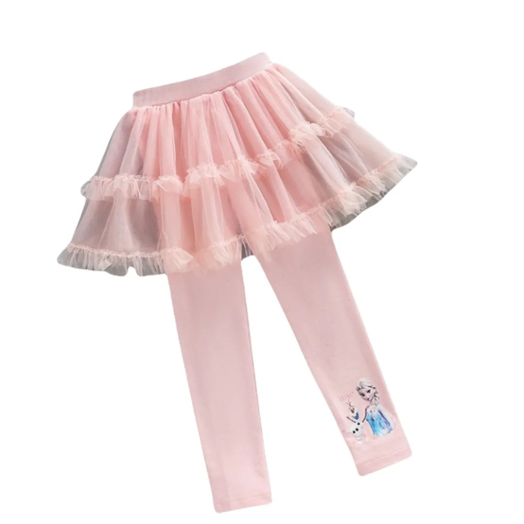 HOT TOYS Frozen Girl Legging Kids Elsa Design Tulle Pants Children White Pink Blue Trousers Baby Girl Clothes Size 90-140