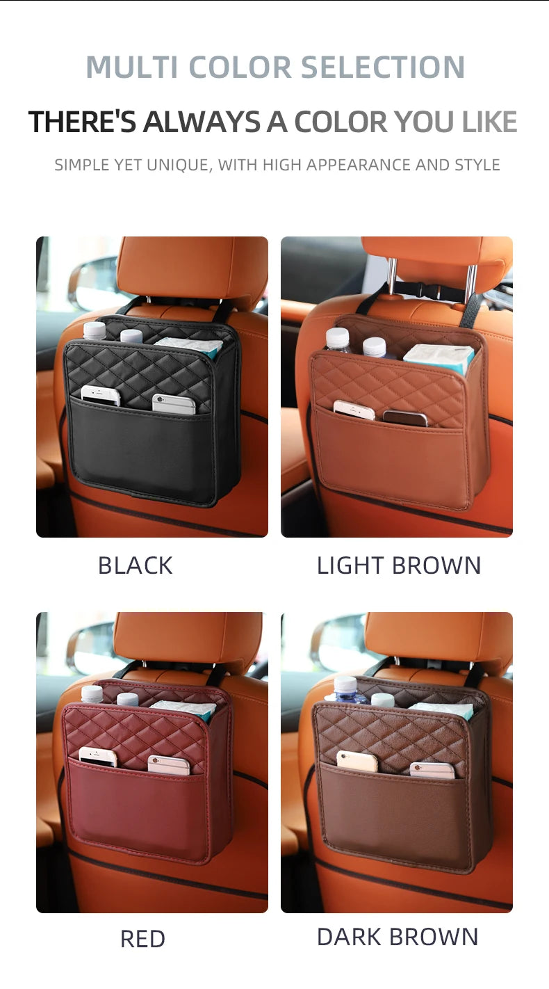 Multifunctional car seat storage bag Leather storage bag Garbage bag Storage bag Suitable for most car models