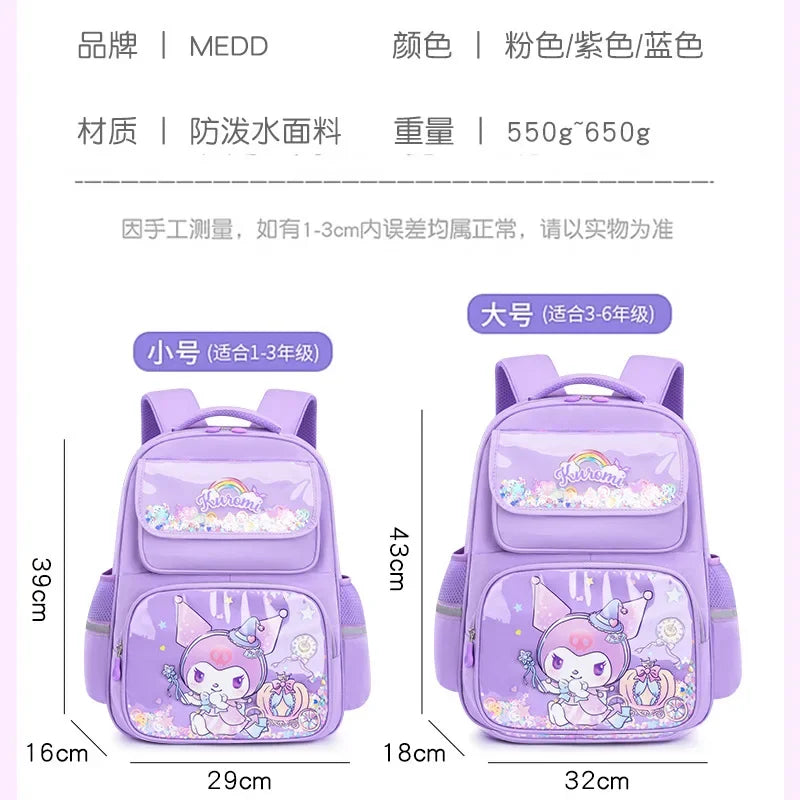 Pupil Schoolbag Backpack Lightweight Student Large Capacity Children's Cartoon Bags Cinnamoroll Sanrio Kuromi My Melody Child