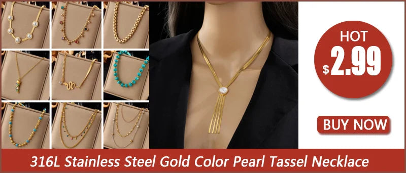 DIEYURO 316L Stainless Steel Square Large Pearl Necklace Earrings Ring For Women Girl New Party Gift Fashion Jewelry Set Bijoux