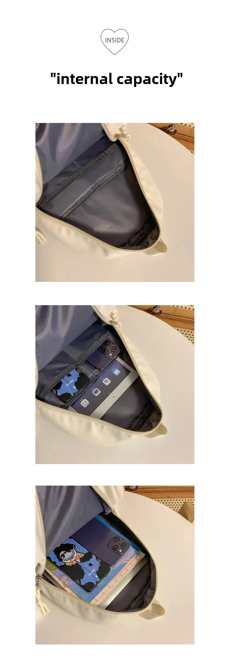 Casual Transparent Badge Large Capacity Commuter Backpack Suitable for Middle School Students Cute School Style Double Shoulder