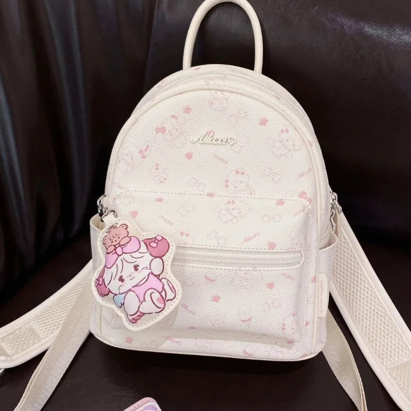 Japanese and Korean PU printed backpack 2025 new small batch original casual minimalist ultra-light travel backpack school bag