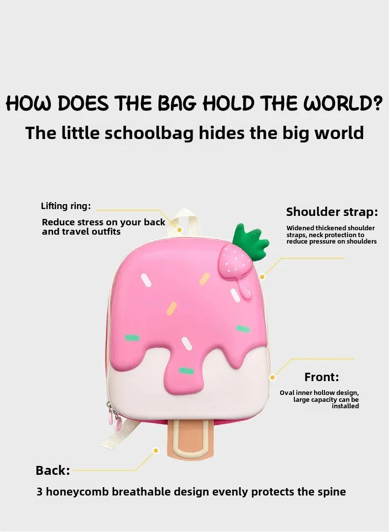Candy Land Children's Backpack Cute Nursery School Bag Boys Girls Fun Ice Cream Design Double Shoulder Bag Childhood Flavor