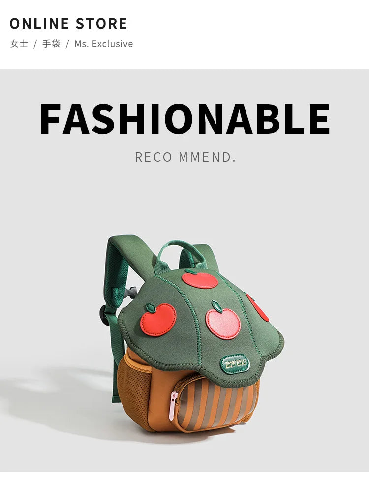 Mini cute bump color mushroom backpack kindergarten cute baby children double-shoulder cartoon schoolbag