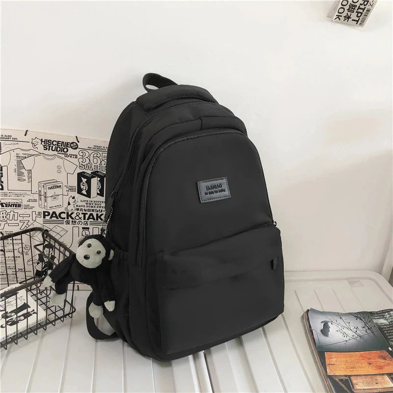 Solid Color Backpack Women Multi-pocket College Book Bag Casual Laptop Backpacks Men Schoolbag For Teenage School Bags For Girls