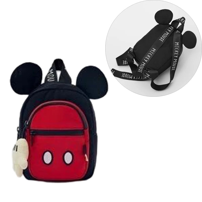 Mickey Backpack Three Layer Disney Schoolbag Lightweight Cute Children's Backpack With A Pendant