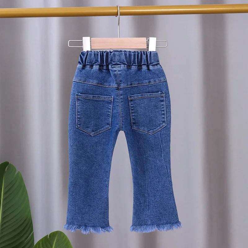 Girls' Jeans 2024 Spring Autumn New Girls Cotton Embroidered Floral Jeans Kids Fashion All-match Casual Trousers Jeans0-5Y