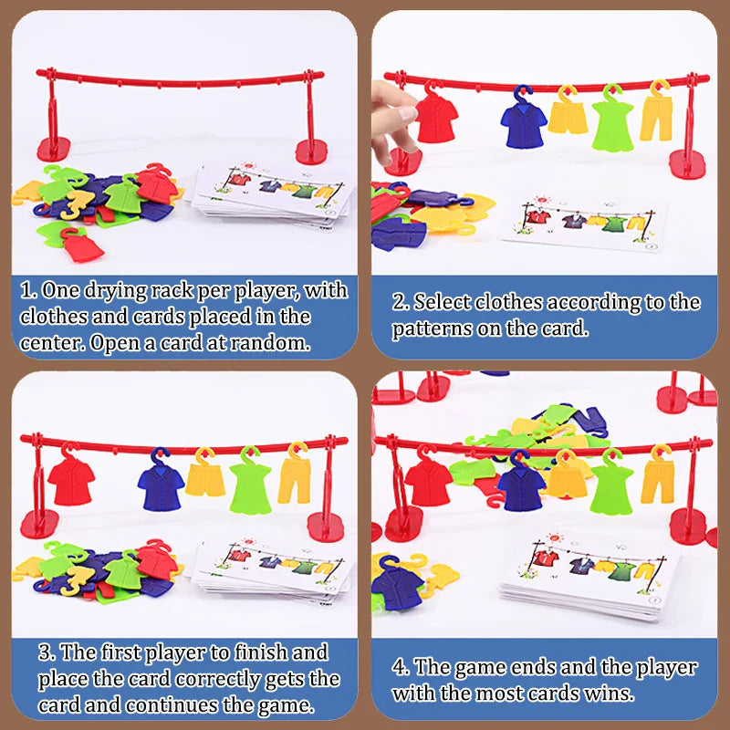 Montessori Color Matching Party Games Educational Toys Logical Thinking Training Clothes Drying Contest Board Game Children Toys