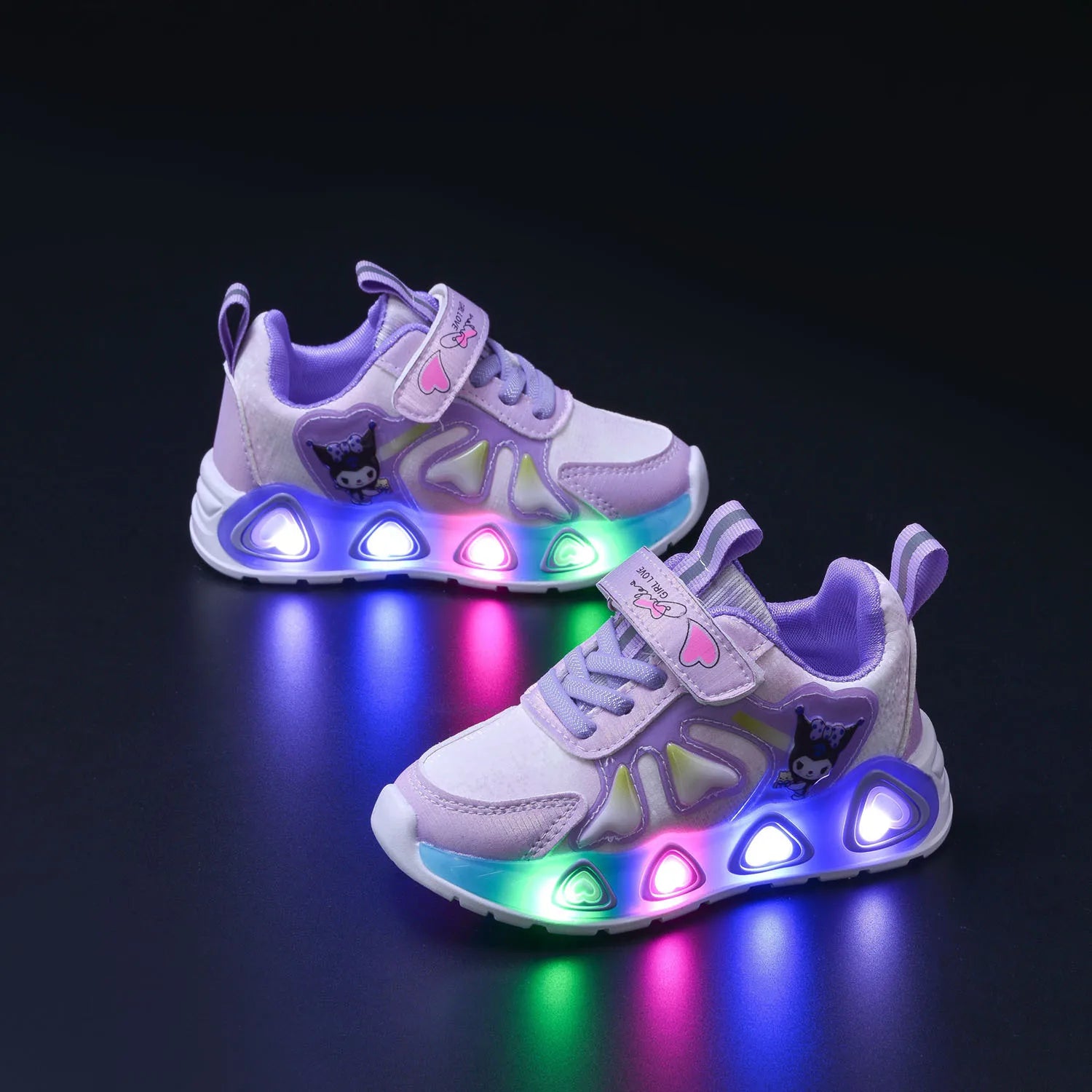2025 lights kuromi LED Spring Autumn New hello kitty children sneakers girl Running Shoes Mesh Casual Shoes