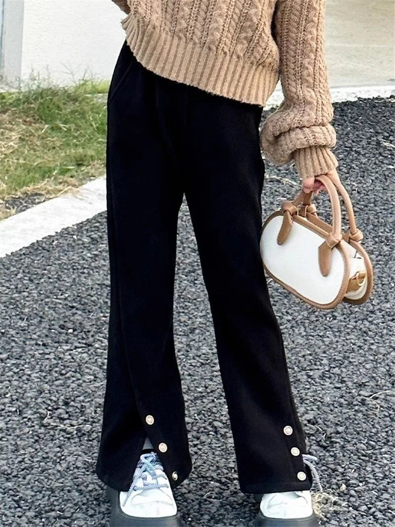 New Girls Flared Pants Kids Thin Cotton Trousers Spring Autumn Fashion Bell-bottom Trousers Teen Sweatpants 4-12 Years