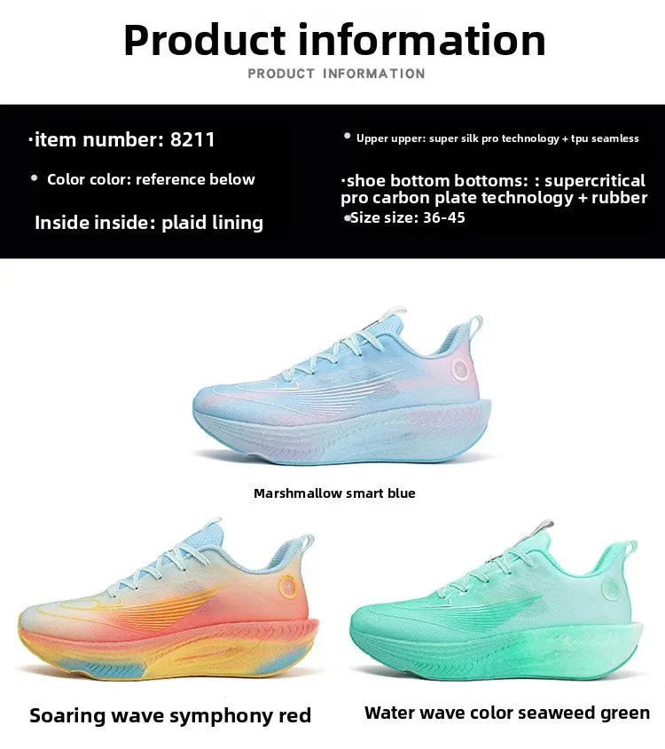 Unisex Breathable Mesh Running Shoes Lightweight Shock Absorption Carbon Plate Casual Versatile Sports Sneakers for Couples