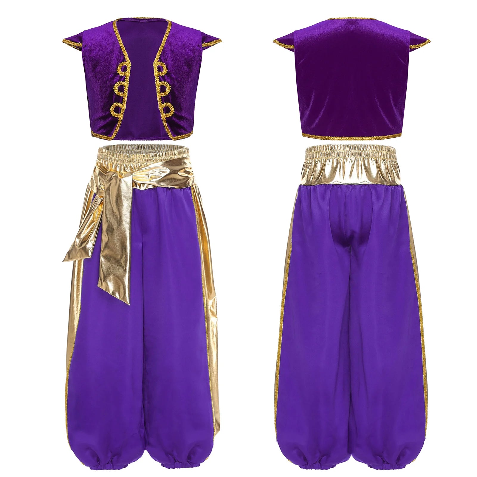 Boys Arabian Prince Costume Mythical Fairy Tale Set Performance Halloween Theme Party Outfit Fancy Dress Vests Bloomers