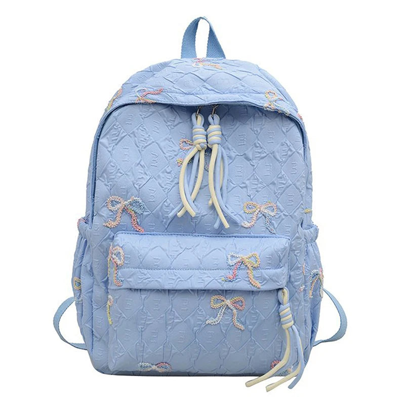 Versatile Junior High School Student Travel Laptop Backpack Cute Schoolbag Female Middle School Student Fashion Bowknot Backpack