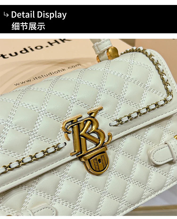 Women's handbag genuine leather carrying small square bag 2024 new high-end designer spring/summer crossbody shoulder bag