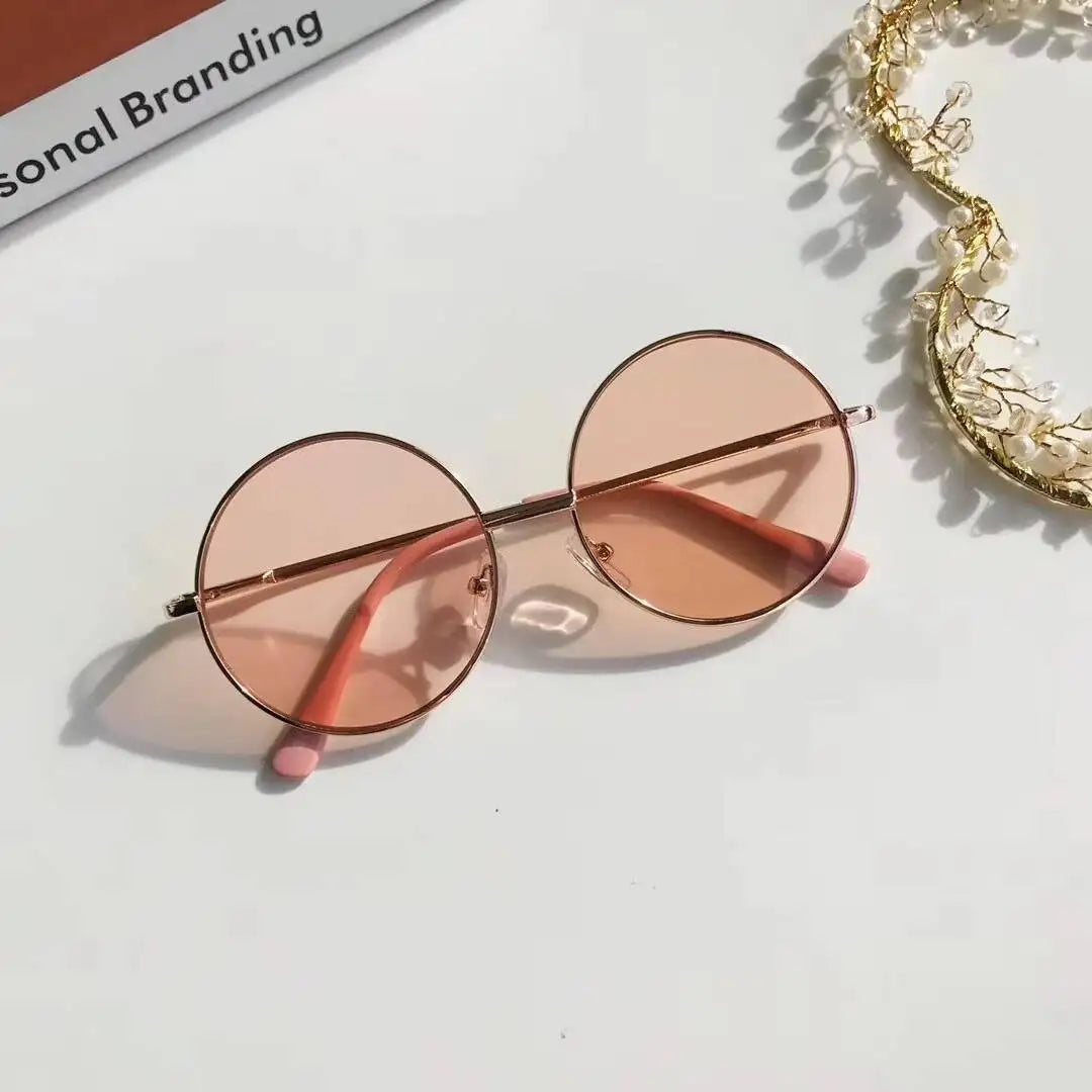 2025  Children's 2-8 Years Old Baby Glasses British Style Metal Sunglasses Sun Visors Sunglasses New Round Frame