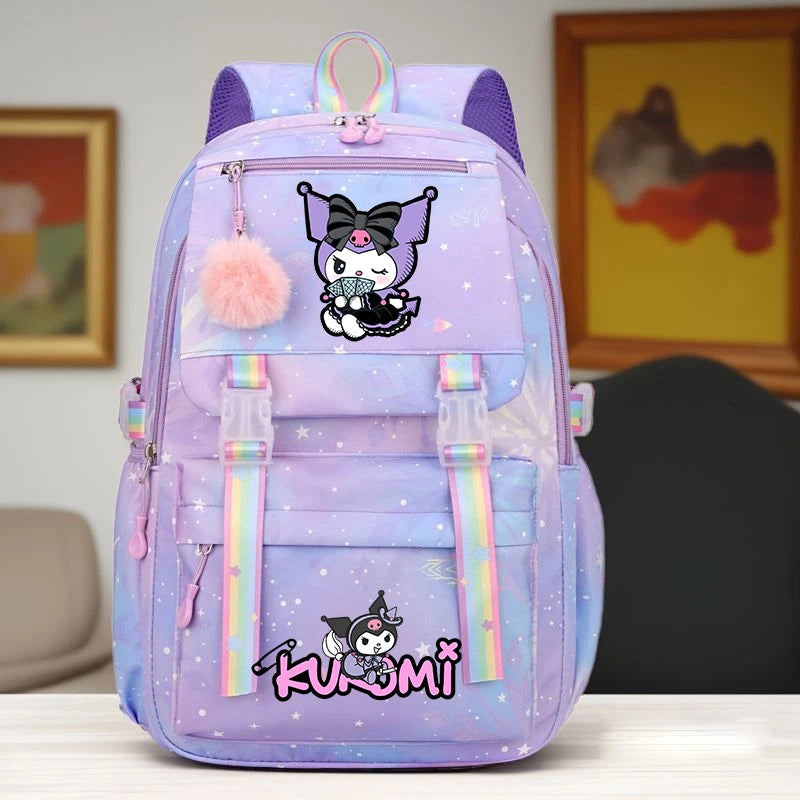 Cinnamoroll Teen Girls Backpack Teen Travel SchoolBag, Large Capacity Lightweight Kuromi Print Daypack for School or Daily Use