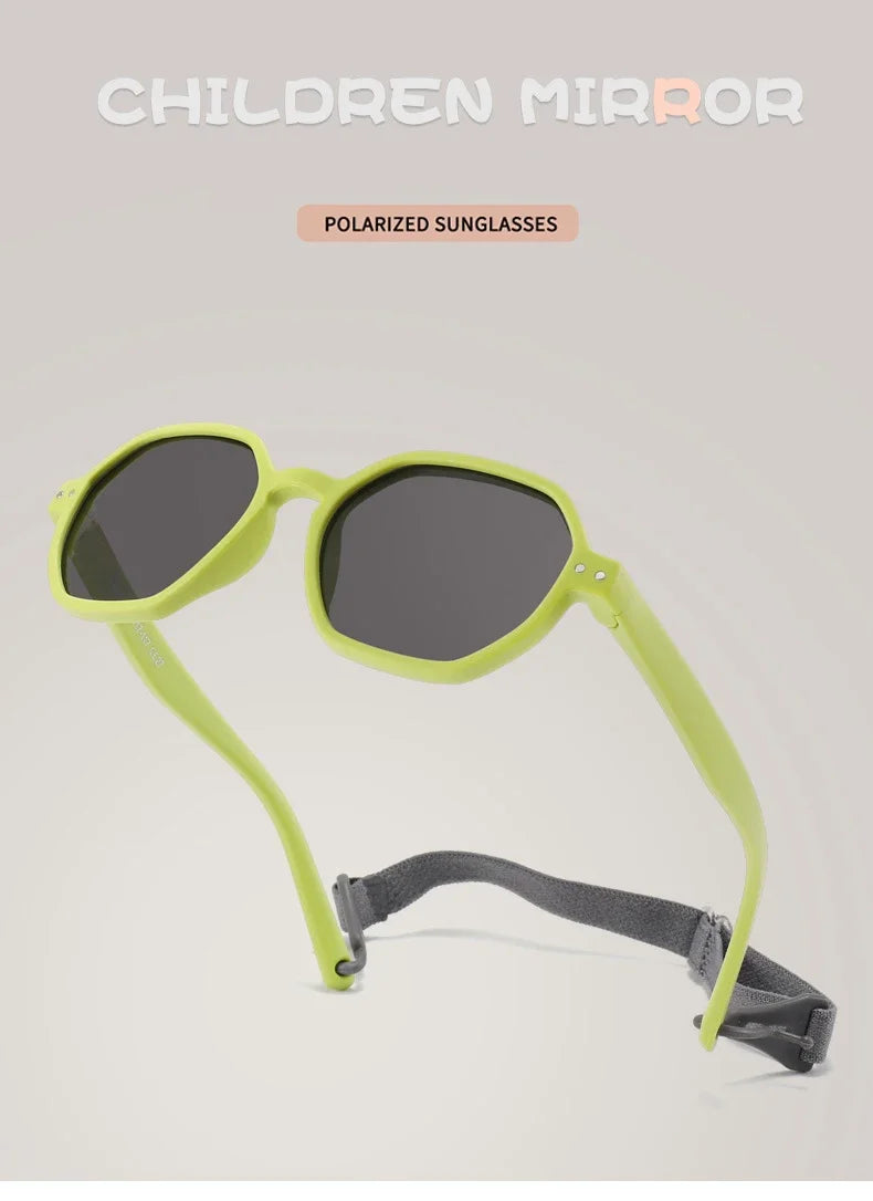 Baby Sunglasses with Strap Polarized Flexible Polygon UV400 for Infant Toddler Boys Girls Age 0-36 Months