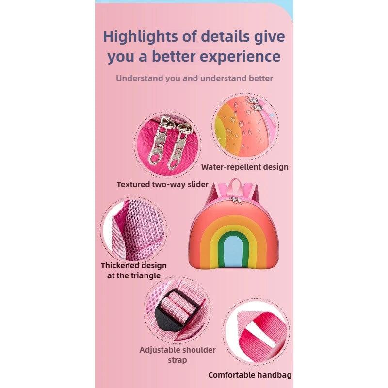 Children's Backpack Kindergarten Small Backpack Children's Rainbow Cake Image Large Opening Waterproof Backpack Kindergarten