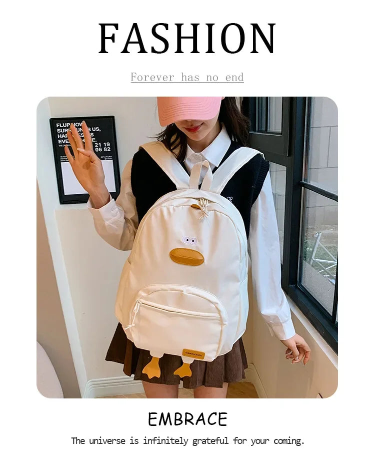 New Cartoon Duck Backpack Designer Cute Travel Bag Female College Student Versatile Korean Edition Girls' School Bag рюкзак