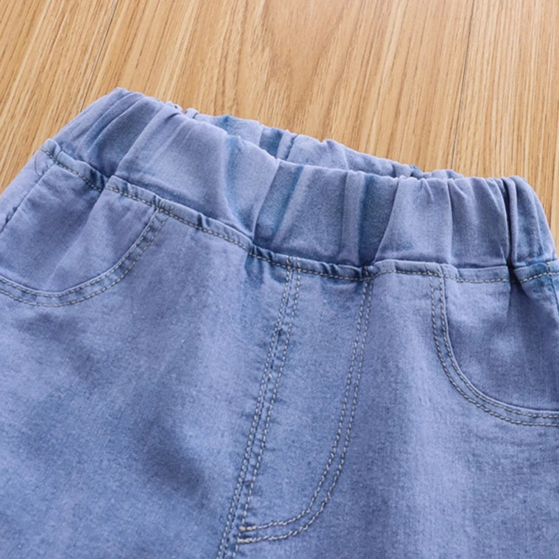 Kids Girls Children Jeans Autumn Spring Cute Bowknot Long Pants Fashion Casual Trousers Baby Girls Denim Pants