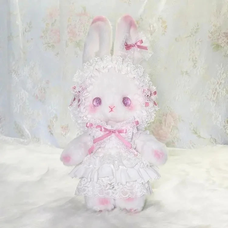 Kawaii Lolita Rabbit Shoulder Bag Cute Plush Crossbody Bag Y2K Girl Accessories Dolls Toys Pearl Chain Strap Makeup Bag