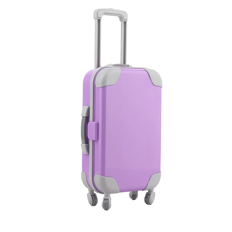 Purple Color Doll Accessories Luggage, Sweater Pajamas, Yoga mat, Shoes, Camera, Hangers For 43cm Baby New Born&American Dolls