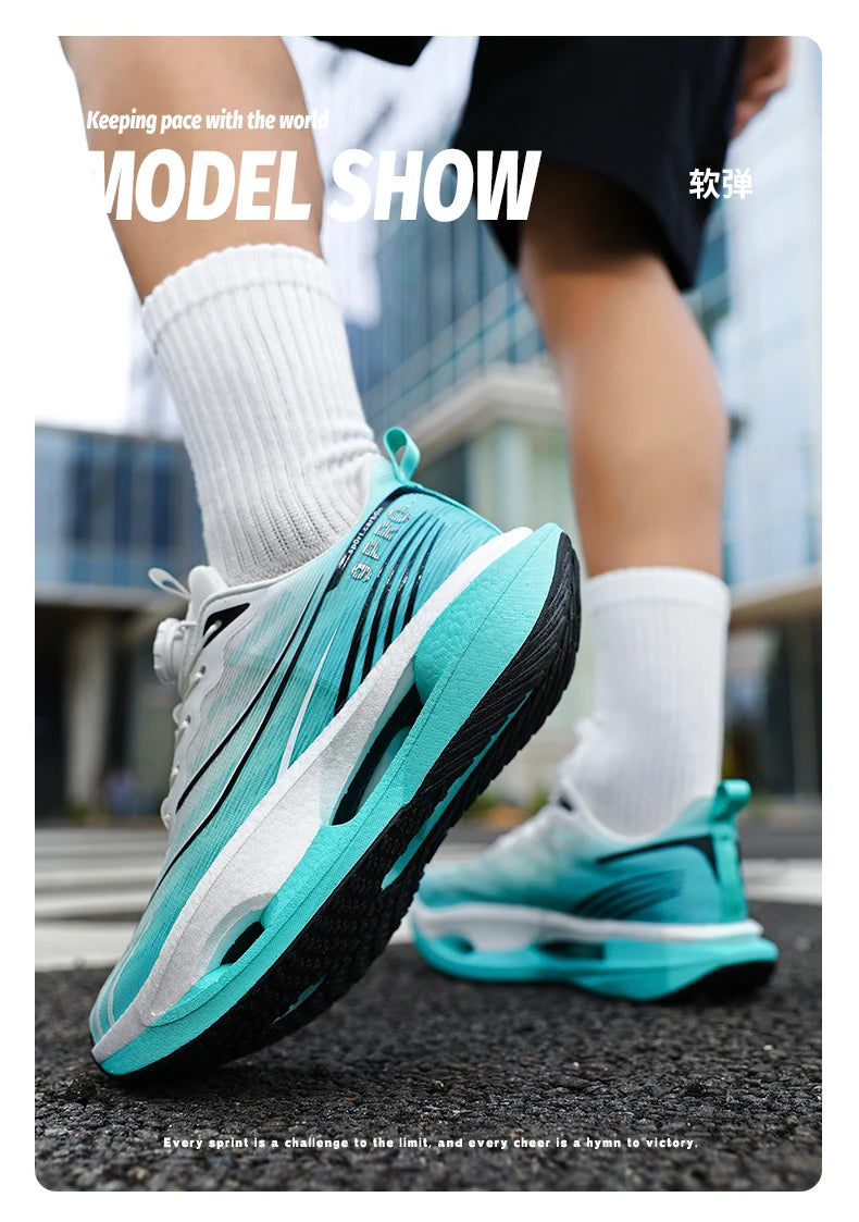 Men Running Shoes Carbon Plate Speciality Marathon Sports Breathable Lightweight Women's Comfortable Nonskid Leisure Sneakers