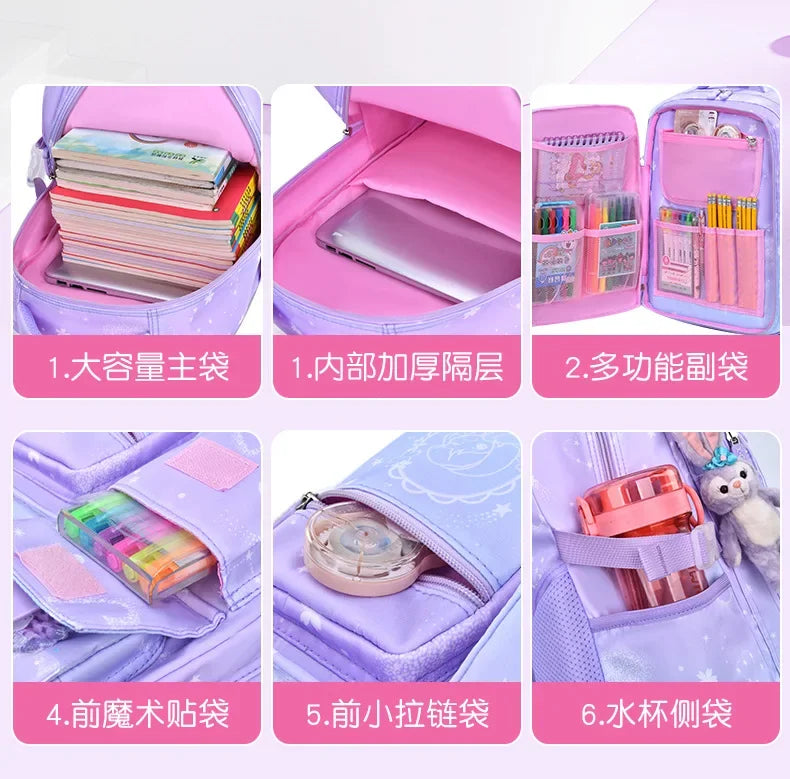 2025- Primary School Girls' Schoolbag Kawaii Lightweight Children's Bag Waterproof Bags Colorful Travel Backpack Mochilas Gifts