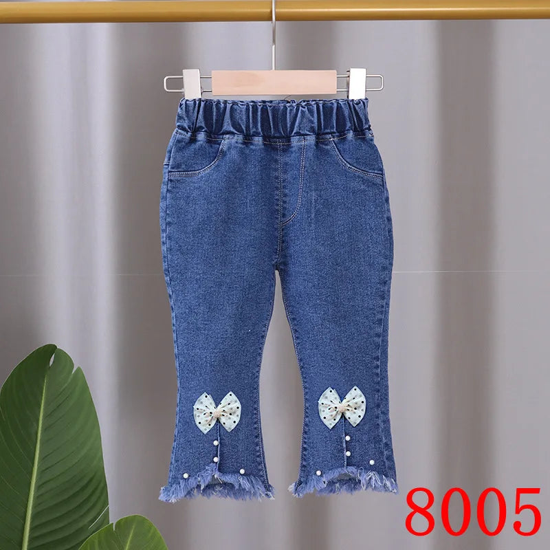 Girls Jeans 2023 New Summer Clothes Korean Loose Children's Denim Trousers Little Kids Casual Pants 1 2 3 4 5 Years