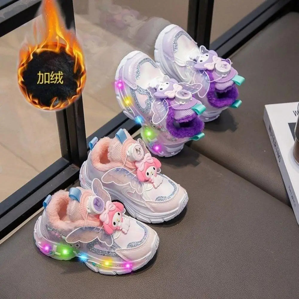 Sanrios Girls Sneakers My Melody Winter New Style Cotton Boots Cartoon Fashion Sports Casual Shoes Kawaii Cute Kids Cotton Shoes