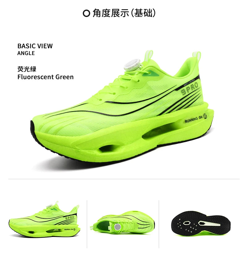 Men Running Shoes Carbon Plate Speciality Marathon Sports Breathable Lightweight Women's Comfortable Nonskid Leisure Sneakers