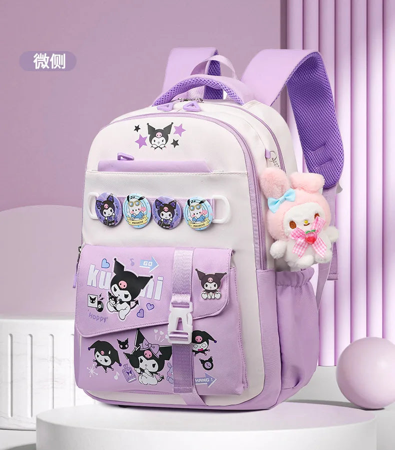 Cinnamoroll Backpack Badges Plush Pendant Casual Cute Cartoon Shoulder Bag Adjustable Shoulder Strap Ultralight Gear