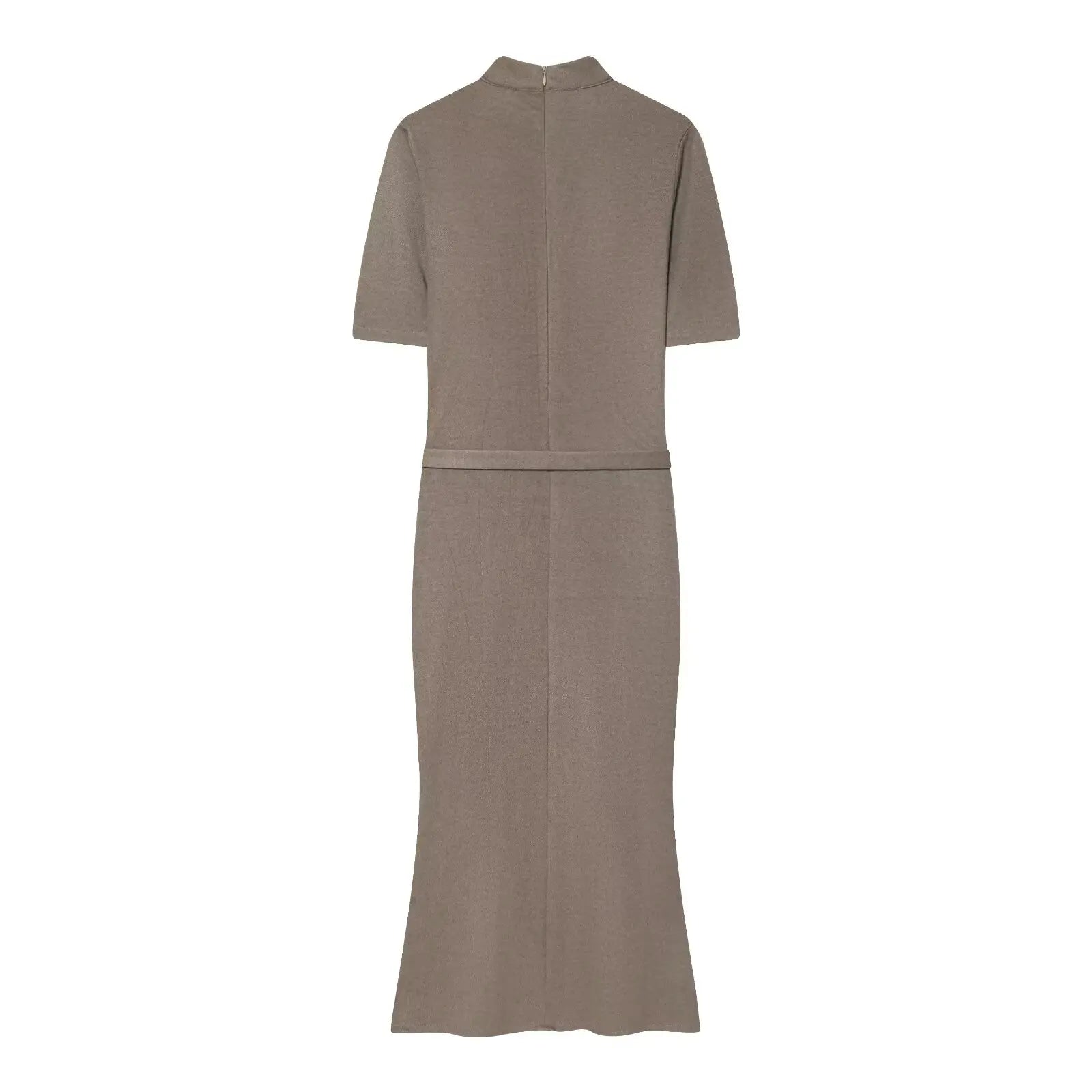 Woman Elegant Dress 2025 New Fashion With Belt Soft Women's Dresses Autumn Winter Dress Short Sleeve Stand Collar Casual Dress ﻿