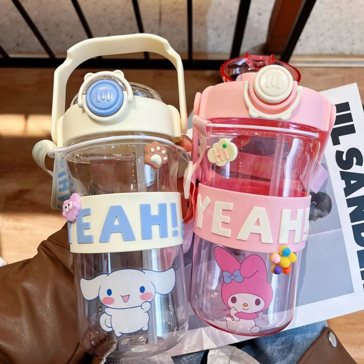 New style Kawaii cartoon character Kuromi high appearance cute large capacity plastic high temperature resistant children's cup