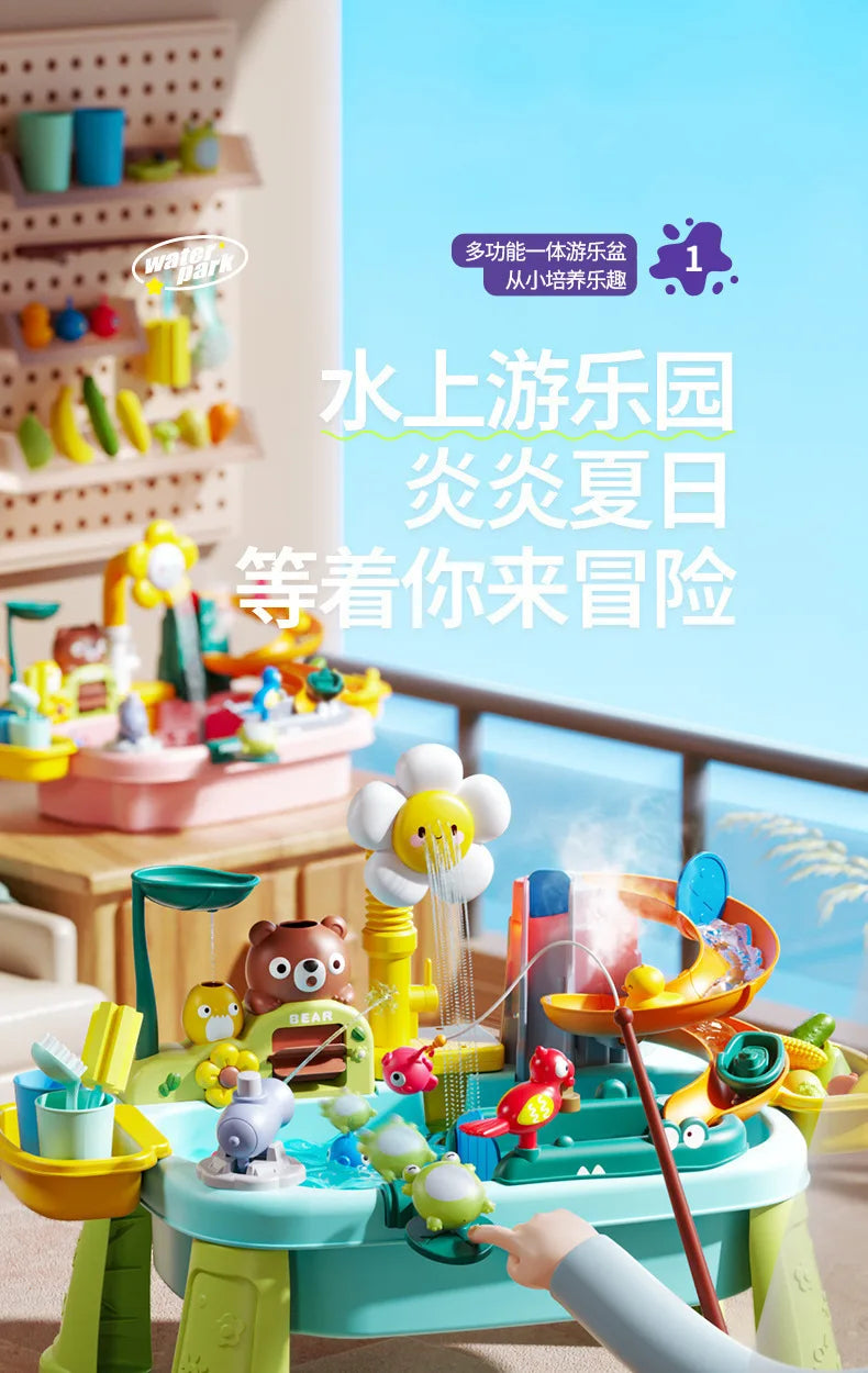 Children's kitchen toys electric fun water play water wash basin fishing dishwashing home role-playing baby early education toy
