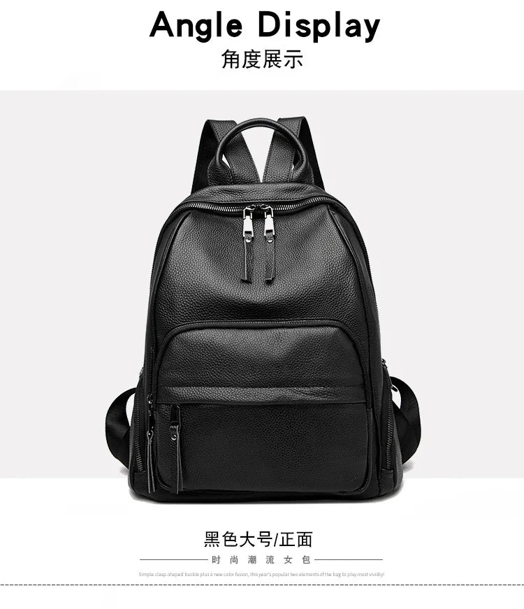 Genuine Leather Women's backpack New Fashion Trendy Soft cowhide backpack for lady large capacity travel commuting backpack