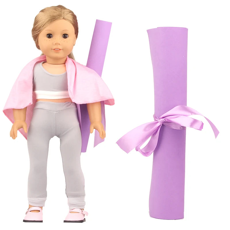 Purple Color Doll Accessories Luggage, Sweater Pajamas, Yoga mat, Shoes, Camera, Hangers For 43cm Baby New Born&American Dolls