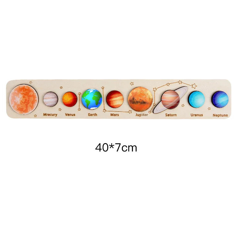 Movable Solar System Puzzle for Kids Boys 3-6 Years Wooden Space Toys Planets for Kids Space Planetary Science Educational Toys