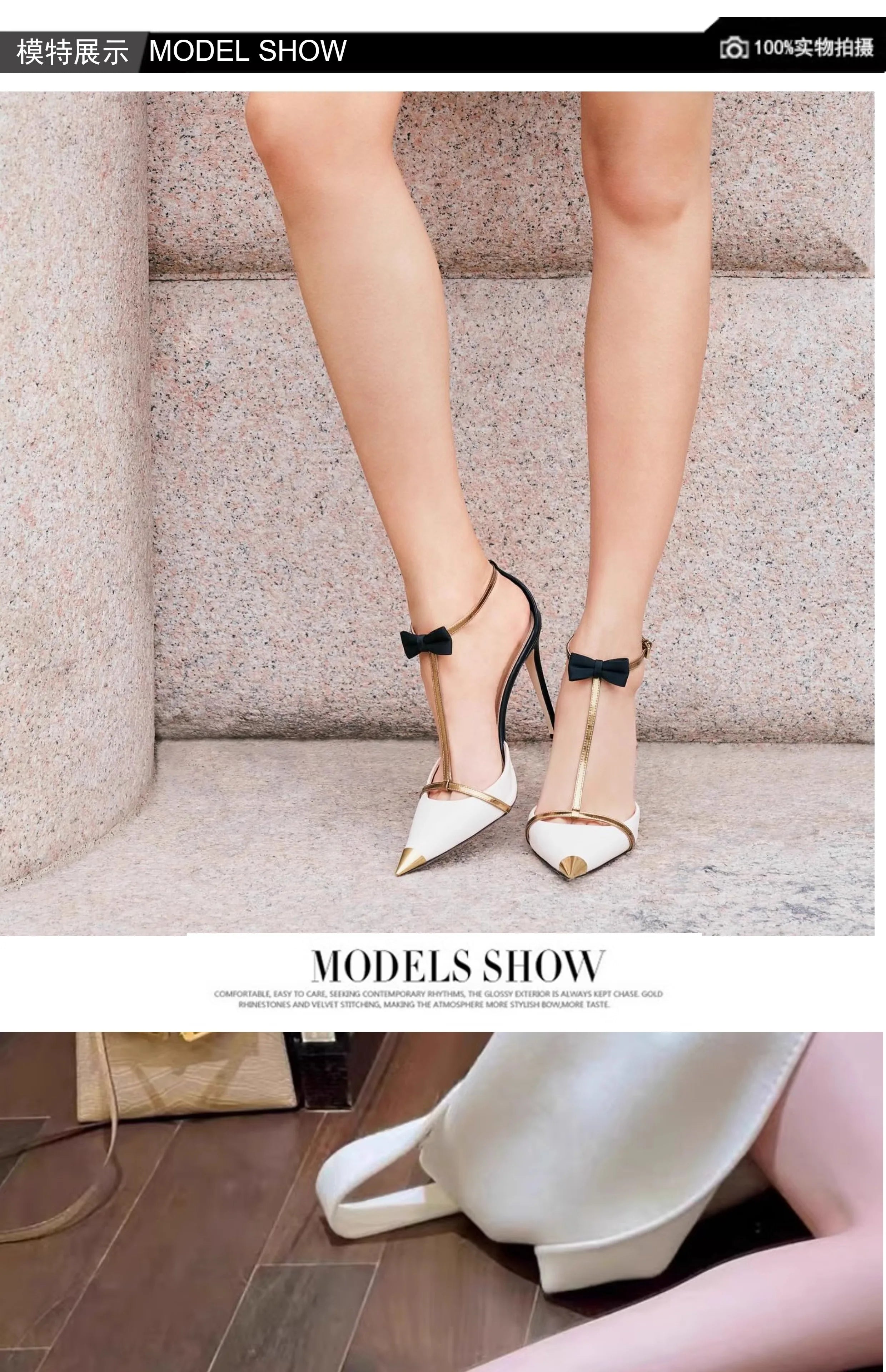 High heeled women's 2025 new hollow pointed color blocked niche butterfly bow metal toe cap straight strap thin heel sandals