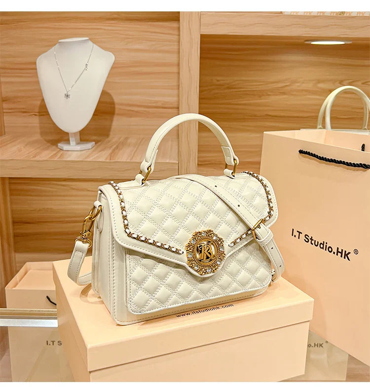 Women's handbag designer Lingge square bag women's 2024 new high-end texture handbag autumn/winter crossbody shoulder bag