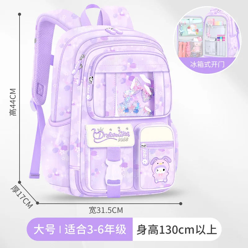 My Melody Kuromi Sanrios Backpack Student Bag Girl Cartoon Kawaii Anime Breathable Super Light Large Capacity Child School Bag