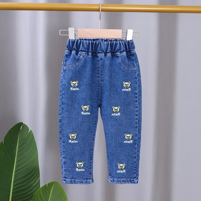 Spring Autumn New Children's Elastic Slit Flared Pants Baby Girls' Casual All Match Jeans Children Outer Wear Fashion Trousers