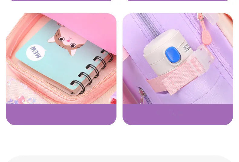 Cute Student Backpack 3pcs/set Primary Schoolbag Rabbits and quicksand Kawaii Student Backpack Teenage Girls Handbag Rucksack