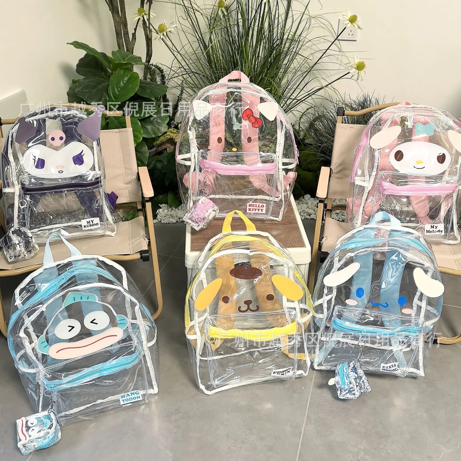 Sanrio Hello Kitty Y2K Waterproof Transparent Backpack Cute Cinnamoroll Cartoon Pvc Large Capacity Storage Bag Student Schoolbag