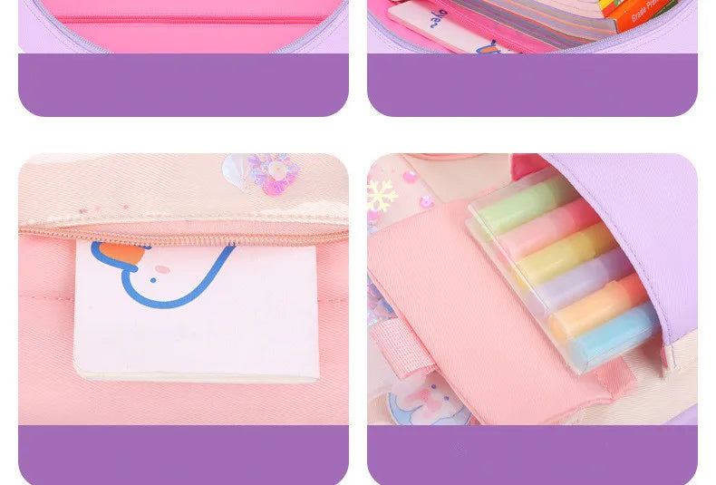 Cute Student Backpack 3pcs/set Primary Schoolbag Rabbits and quicksand Kawaii Student Backpack Teenage Girls Handbag Rucksack