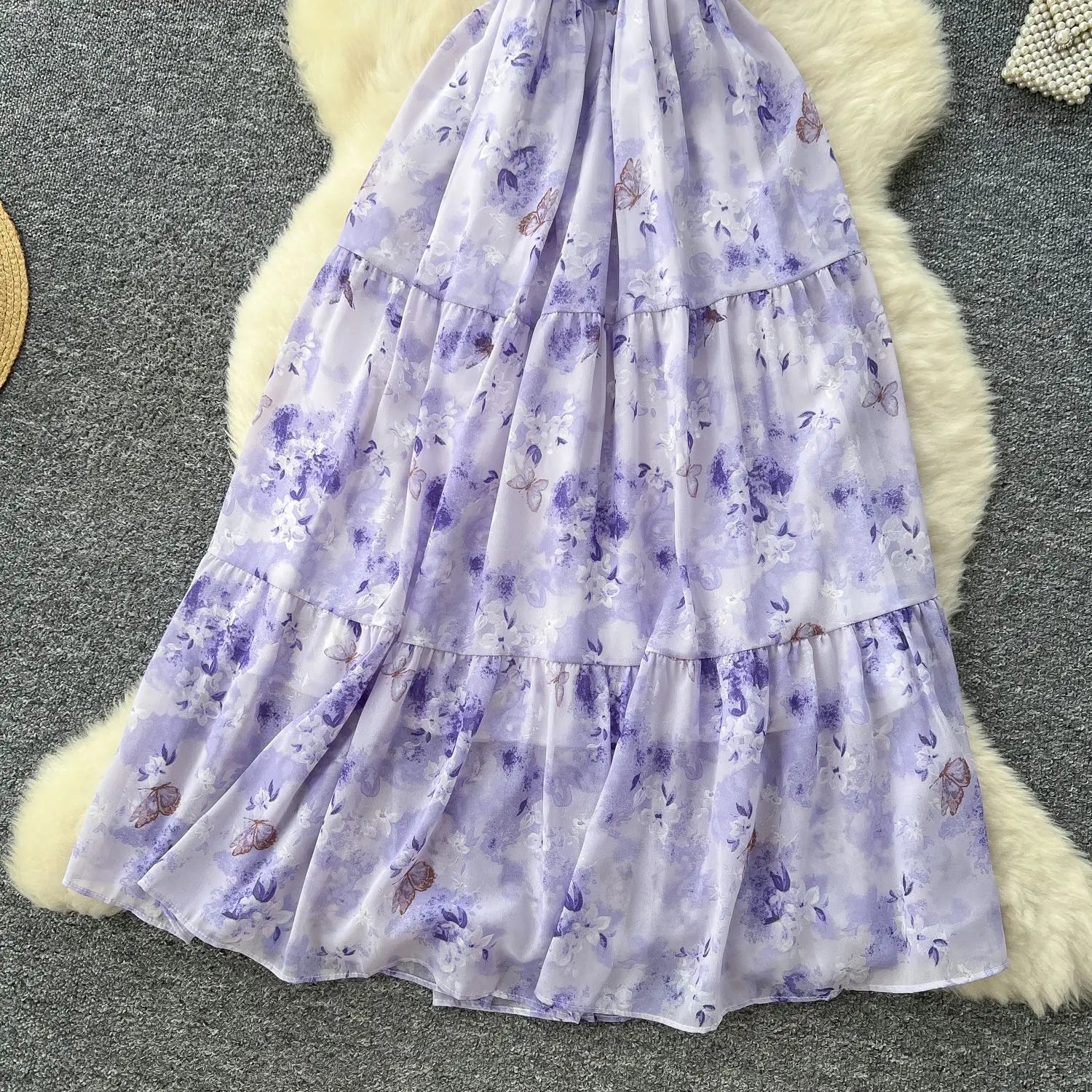 Summer 2025 French Style New Fashion Women's Elegant Trendy Printed Short Puff Sleeve Ankle Length Slim Dresses Female Clothes